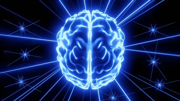 Obraz Mózgu Neonowych Kolorach — Zdjęcie stockowe