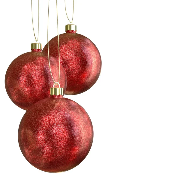 Red Christmas Balls White Background — Stock Photo, Image