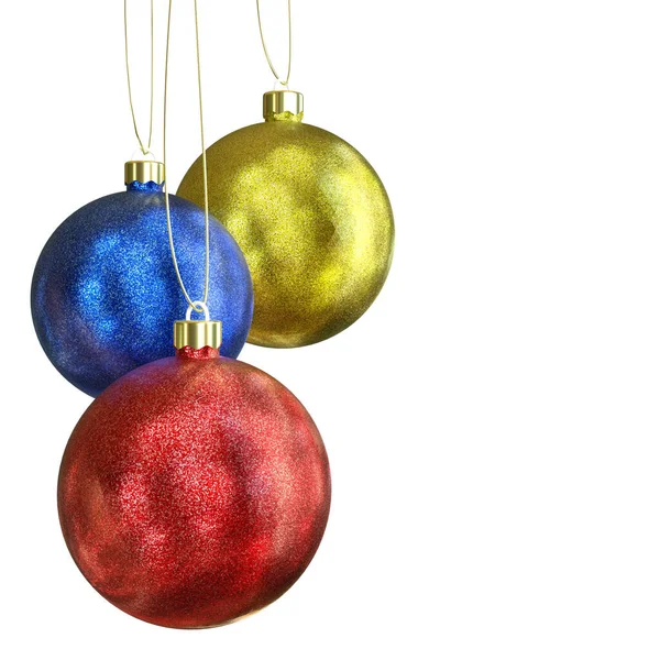 プレーンカラーの背景に吊るされたクリスマスグリッターのベビー装飾 — ストック写真