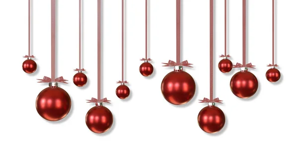 Palle Natale Rosso Profondo Con Nastro Fiocco — Foto Stock