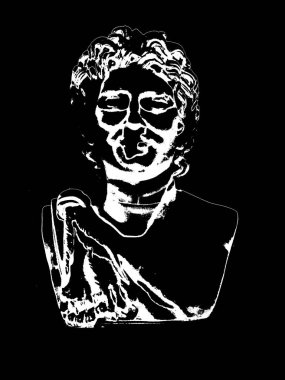 Black and white imgae of greek god