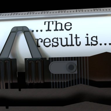 Close up of typewritter lettering title  The result is