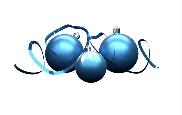 Kerstmis Kerstballen Met Folie Lint Witte Achtergrond — Stockfoto