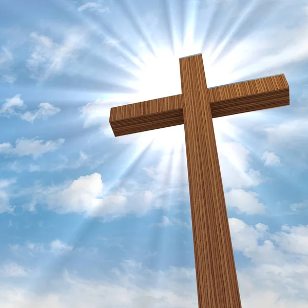 Christian Cross Blue Sky Background — Stock Photo, Image