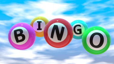 Mavi gökyüzü arkaplanlı bingo topları
