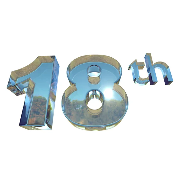 18Th Birthday Lettering Glass Finish — Stock Photo, Image