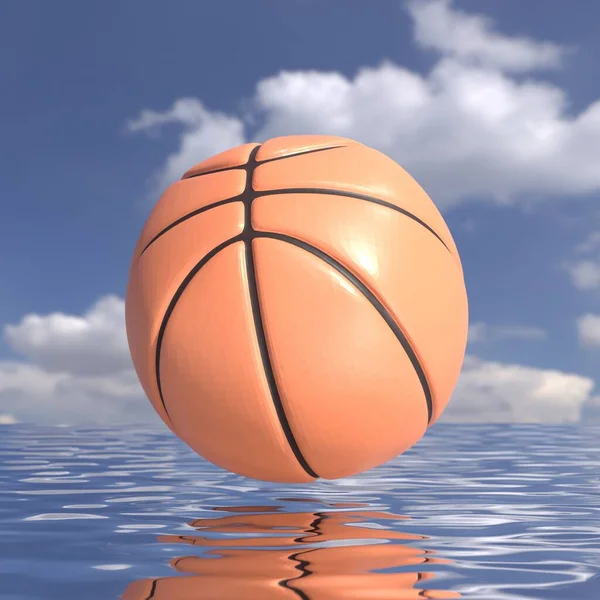 Kosárlabda Víz Felett Tükröződéssel — Stock Fotó