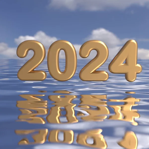 2024 Золота Пляма Над Водою Рефлексією — стокове фото
