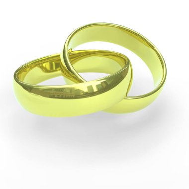 Beyaz zemin üzerinde alyanslar 3D oluşturulmuş model