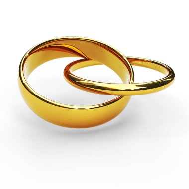 Beyaz zemin üzerinde alyanslar 3D oluşturulmuş model