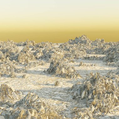 Batan güneşli Mars manzarası