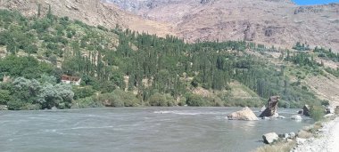 Güzel doğa manzara nehir ve dağ