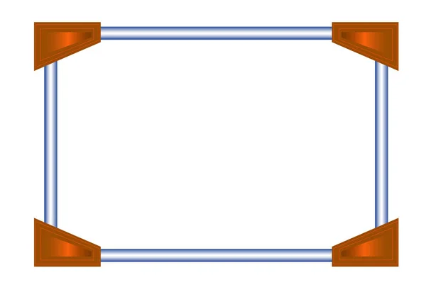 Cadre Bleu Simple Avec Coins Marron Illustration Vectorielle — Image vectorielle