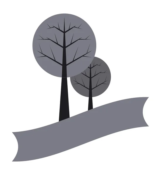 2本のシンプルな木とバナー ベクターイラスト — ストックベクタ