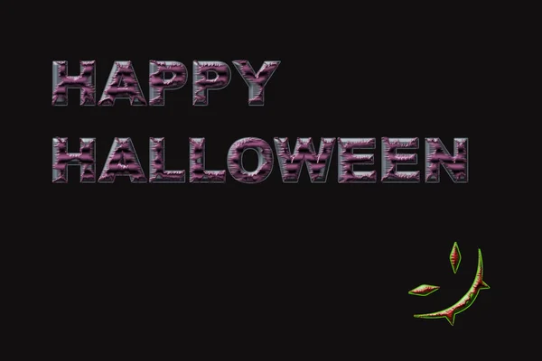 Szöveg Boldog Halloweent Zöld Mosolyt Illúziót — Stock Fotó