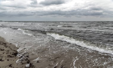 Rough sea and autumn weather on the coast of Denmark