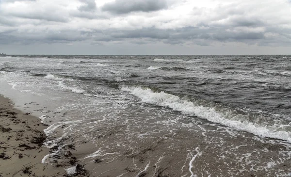 Rough sea and autumn weather on the coast of Denmark