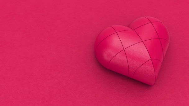 Animation Beating Heart Composed Geometric Pieces Viva Magenta Colour Background — Stockvideo