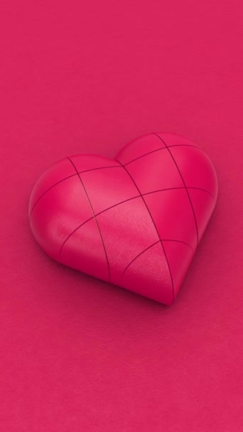 Vertical Animation Beating Heart Composed Geometric Pieces Viva Magenta Colour — Video