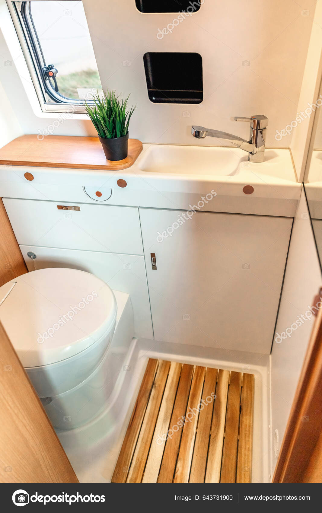 Camper Van Bathroom Interior Toilet Sink Stock Photo by ©doble.dphoto