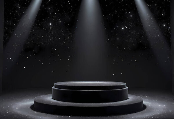 empty podium with spotlight on dark background