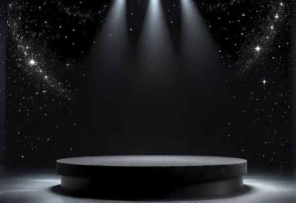 Boş podyum ve sahne ışıkları. 3d oluşturma