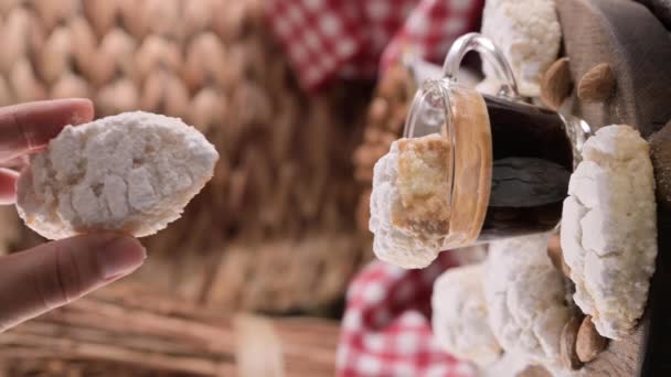 Espresso Italian Sweets Sicilian Almond Cookies Almond Pastes Traditional Dessert — Video Stock