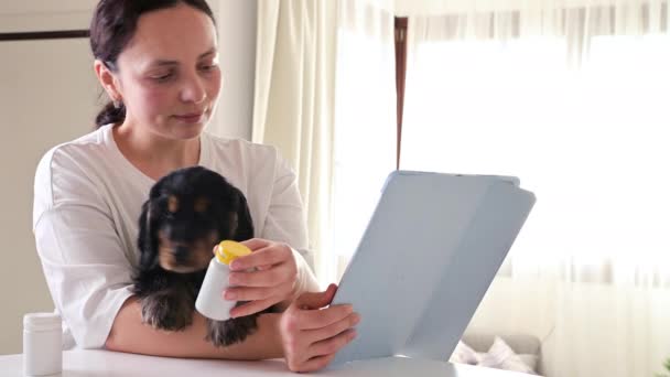 Online Shopping Puppies Little Cocker Spaniel Puppy Arms His Owner — Stock videók