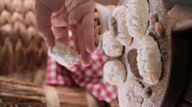  Italian sweets. Sicilian Almond Cookies - Almond Pastes. Traditional dessert of the South of Italy. High quality photo. Copy spac. High quality 4k footage. Vertical