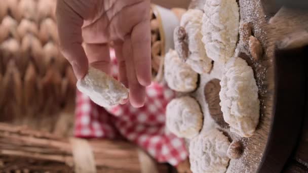 Ιταλικά Γλυκά Μπισκότα Αμυγδάλου Σικελίας Ζυμαρικά Αμυγδάλου Παραδοσιακό Επιδόρπιο Της — Αρχείο Βίντεο