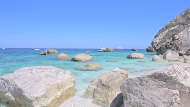 Blue Beach Sardinia Italian Coast Elite Resorts Blue Sky Clear — Video Stock