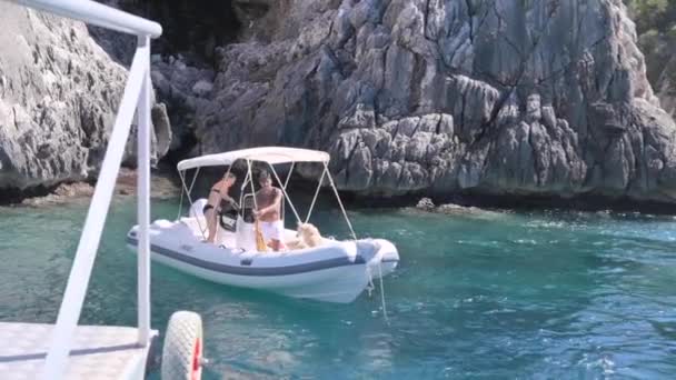 Boat Sea Sardinia White Luxury Yacht Open Sea High Quality — Video Stock