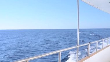 Boat on the sea of Sardinia. White luxury yacht. In the open sea. High quality 4k footage