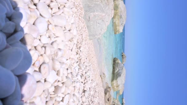 Blue Beach Sardinia Italian Coast Elite Resorts Blue Sky Clear — Wideo stockowe