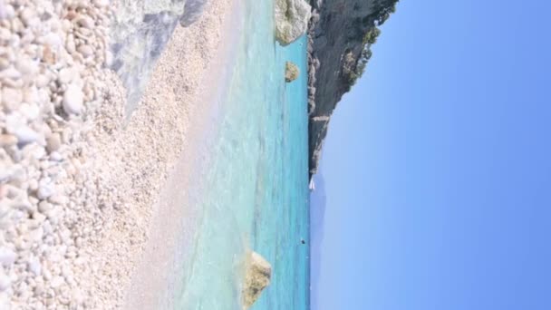 Blue Beach Sardinia Italian Coast Elite Resorts Blue Sky Clear — Vídeos de Stock