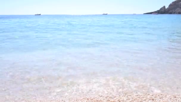 Blue Beach Sardinia Italian Coast Elite Resorts Blue Sky Clear — Vídeo de Stock
