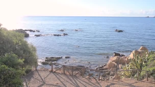 Blue Beach Sardinia Italian Coast Elite Resorts Blue Sky Clear — Vídeo de stock