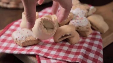 Sweets of Sardinia. Pastries, cookies for a holiday in the south of Italy in Sardinia. High quality 4k footage