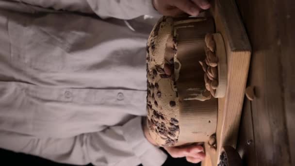 Colomba Chocolate Easter Italian Cake Almonds Chocolate Shape Dove Festive — Stok video