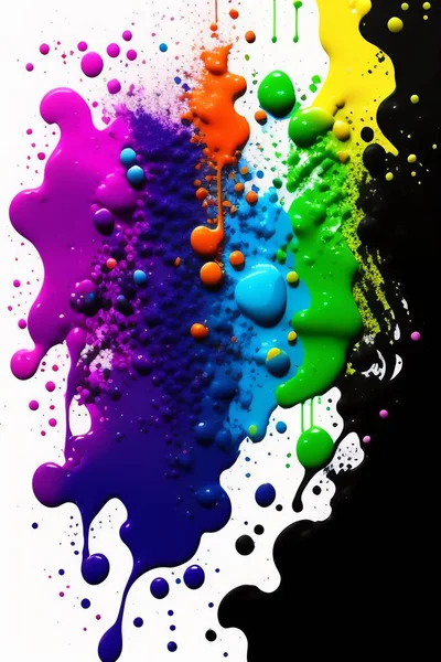 Paint splashes are bright. Spilled paint. Bright background. Place for text. High quality photo