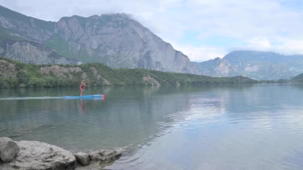 Lake Trento Beautiful Panorama Calm Tourism Atmosphere High Quality Fullhd — Vídeo de Stock