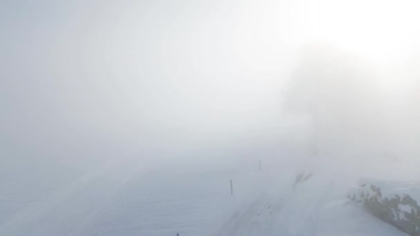 Een Winterlandschap Mist Van Bovenaf Geschoten Met Een Quadcopter Beleef — Stockvideo