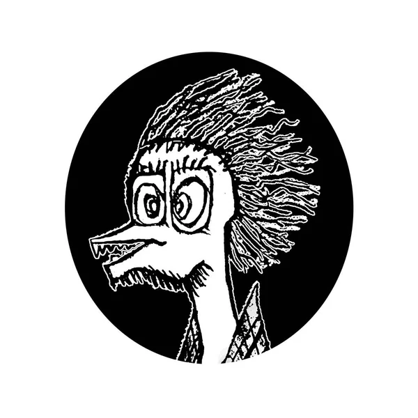 Kachna Muž Portrét Černá Bílá Tužka Náčrtkové Styl Kreslení Monstrum — Stock fotografie
