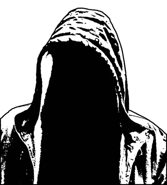 Μέση Shot Hooded Άνθρωπος Ανατριχιαστικό Πορτρέτο Απομονωμένο Γραφικό — Φωτογραφία Αρχείου