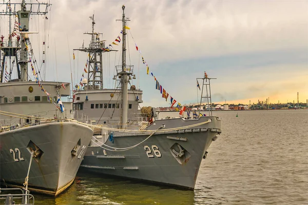Монтевидео Уругвай Октябрь 2021 Военные Корабли Выставлены Порту День Празднования — стоковое фото