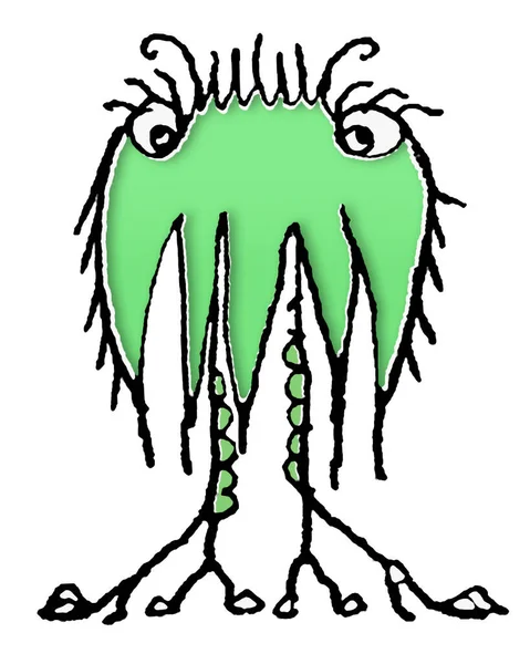 绿色素描风格的海洋怪物隔离绘图 — 图库照片