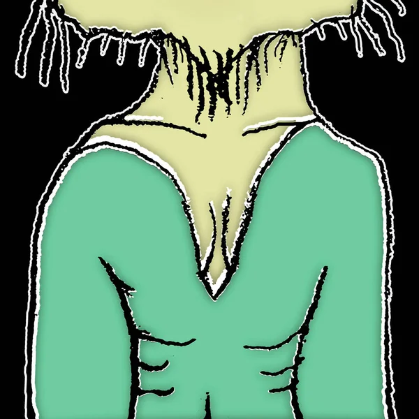 Monster Kvinna Porträtt Skissartad Teckning Illustration — Stockfoto