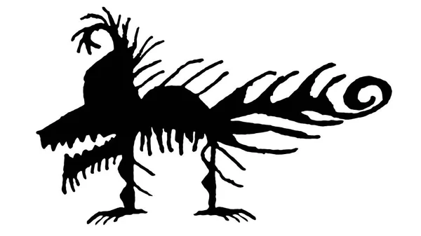 サイドビューフルボディファンタジードラゴンスケッチスタイルの図面 — ストック写真