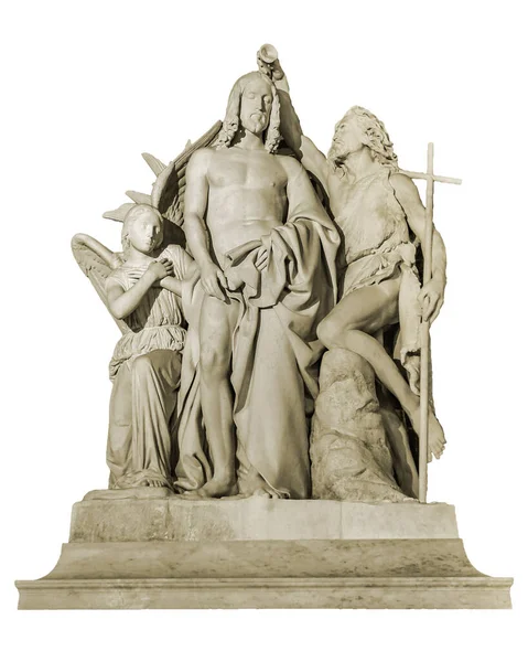 Symbolique Motifs Chrétiens Sculptures Isolées Sur Photo Blanche — Photo