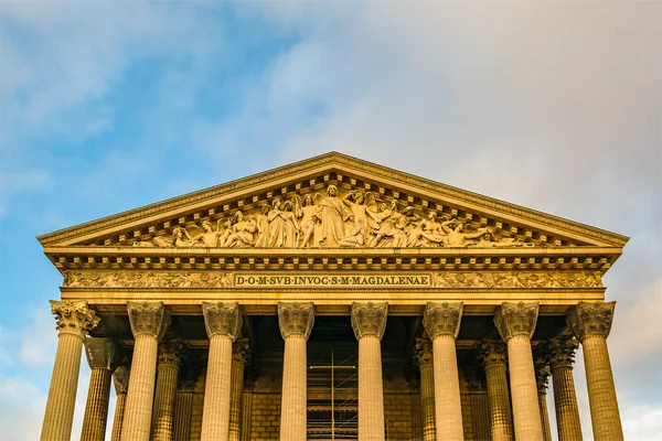 Külső Részlet Kilátás Híres Madeleine Templom Párizs Franciaország — Stock Fotó